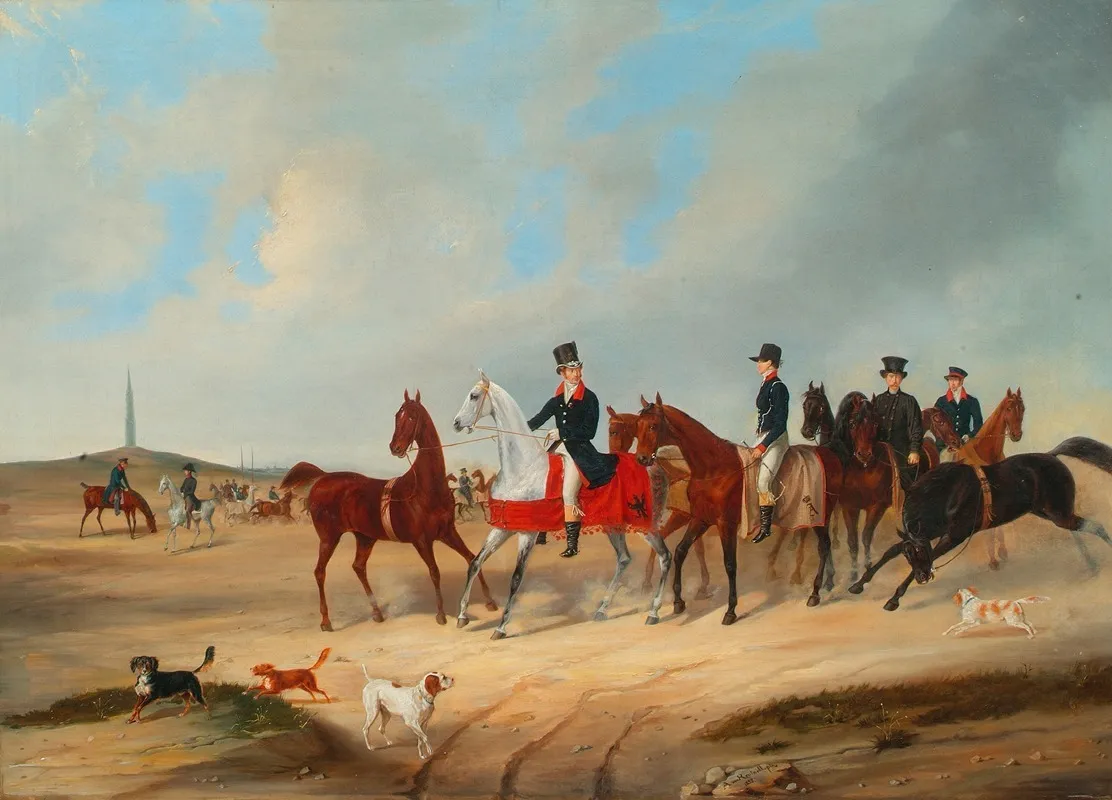 Reiterkavalkade Mit Hunden Wall Art by August von Rentzell - High-Resolution Digital Print