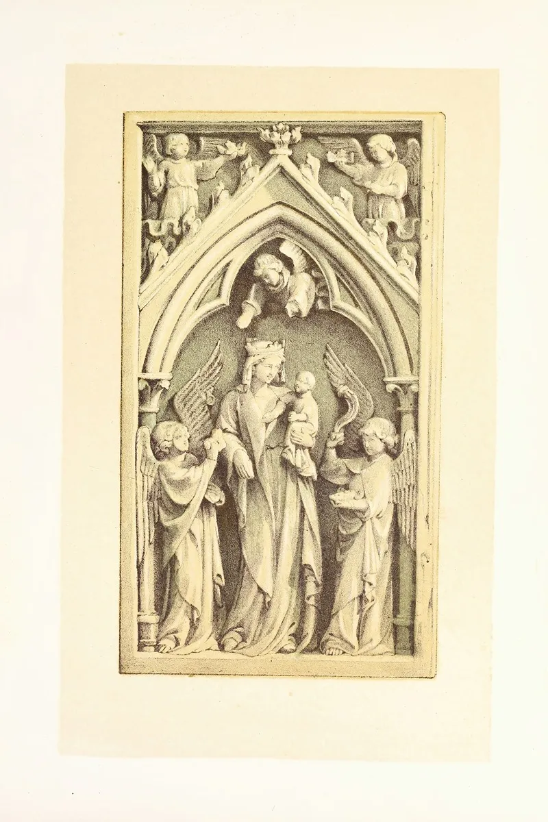 Relievo In Carved Ivory The Virgin And Infant Saviour Adored By Angels Wall Art by John Charles Robinson - High-Resolution Digital Print