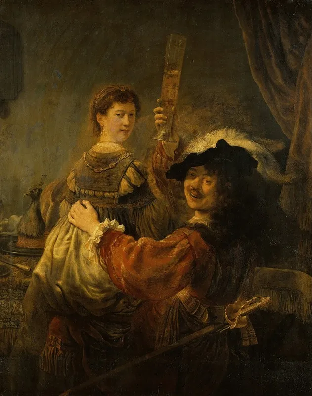 Rembrandt And Saskia In The Scene Of The Prodigal Son Wall Art by Rembrandt van Rijn - High-Resolution Digital Print