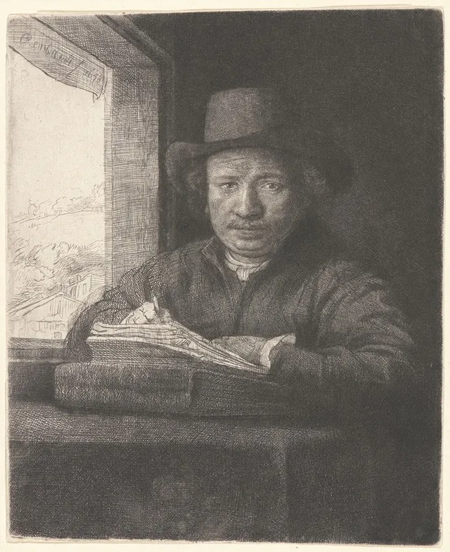 Rembrandt Drawing At A Window