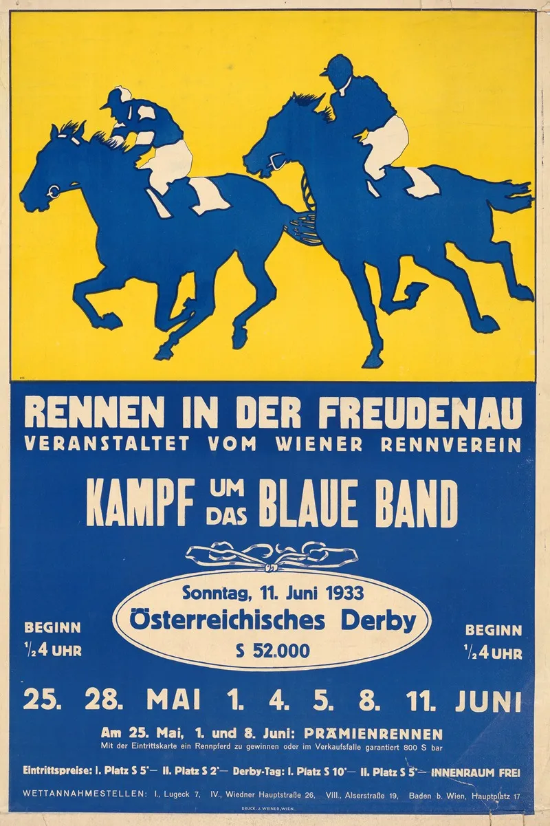Rennen In Der Freudenau Kampf Um Das Blaue Band Wall Art by J. Weiner - High-Resolution Digital Print