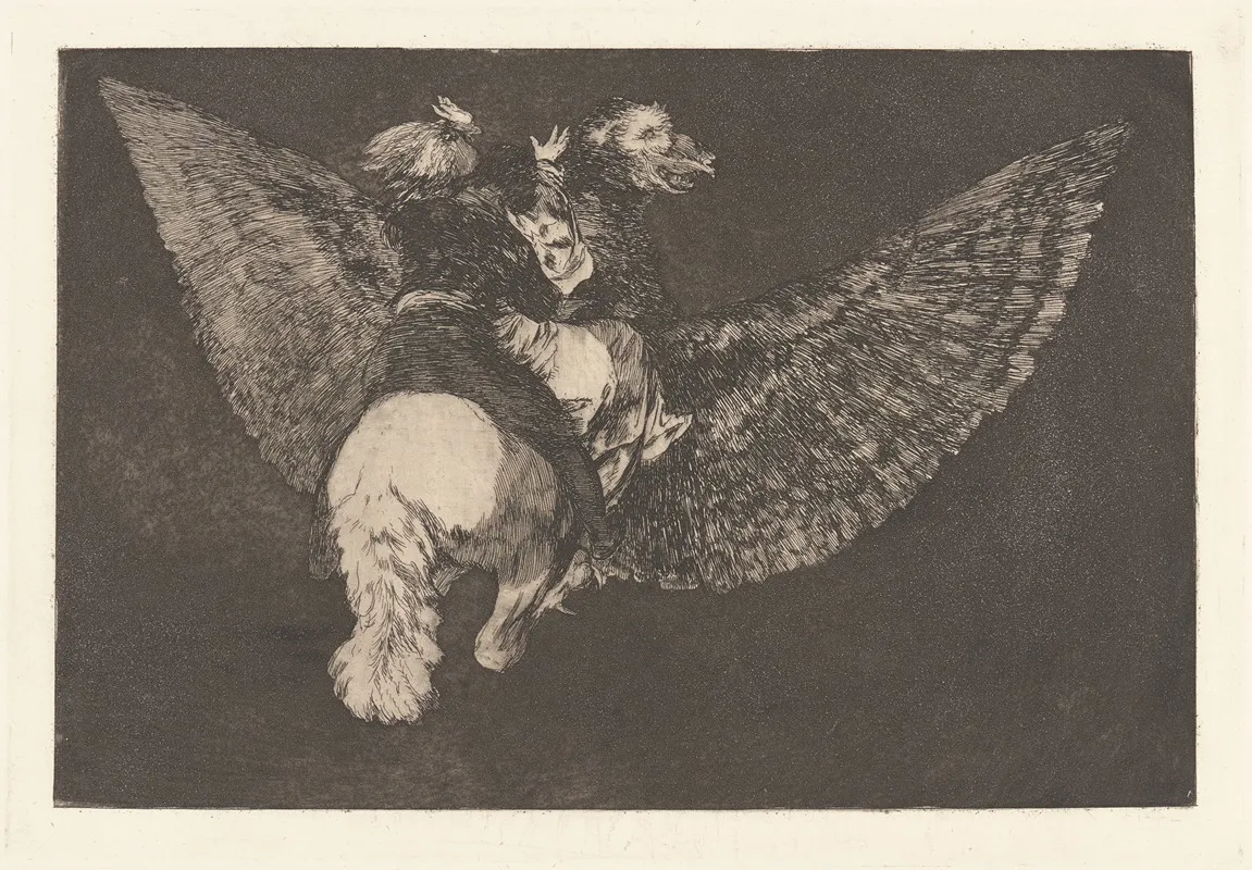 Renounce The Friend Who Covers You With His Beak Flying Folly Reniego Al Amigo Que Cubre Con Las Alas Y Muerde Con El Pico Disparate Volante Wall Art by Francisco de Goya - High-Resolution Digital Print