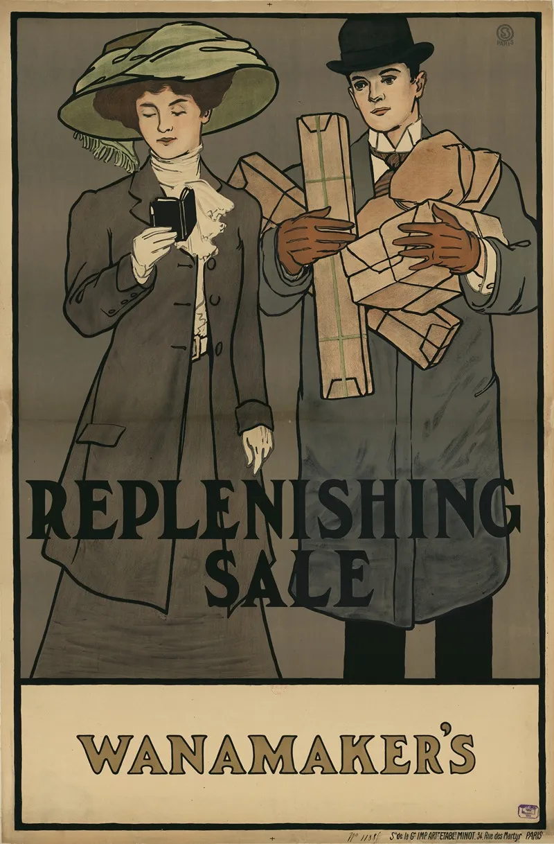 Replenishing Sale Wanamakers Wall Art by Etablissements Minot - High-Resolution Digital Print