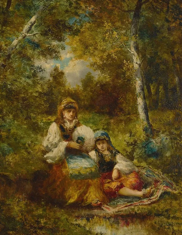 Repos De Bohemiennes En Foret Esquisse Wall Art by Narcisse-Virgile Diaz de La Peña - High-Resolution Digital Print