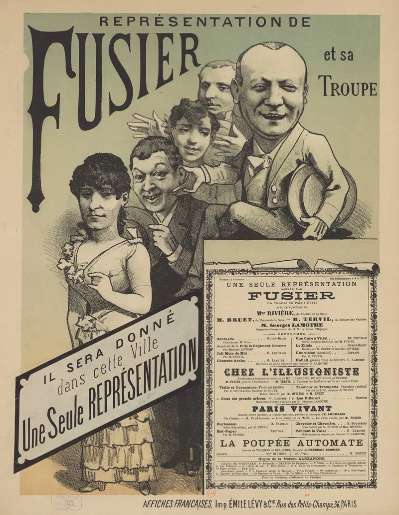 Representation De Fusier Et Sa Troupe Wall Art by Imp. Emile Lévy - High-Resolution Digital Print