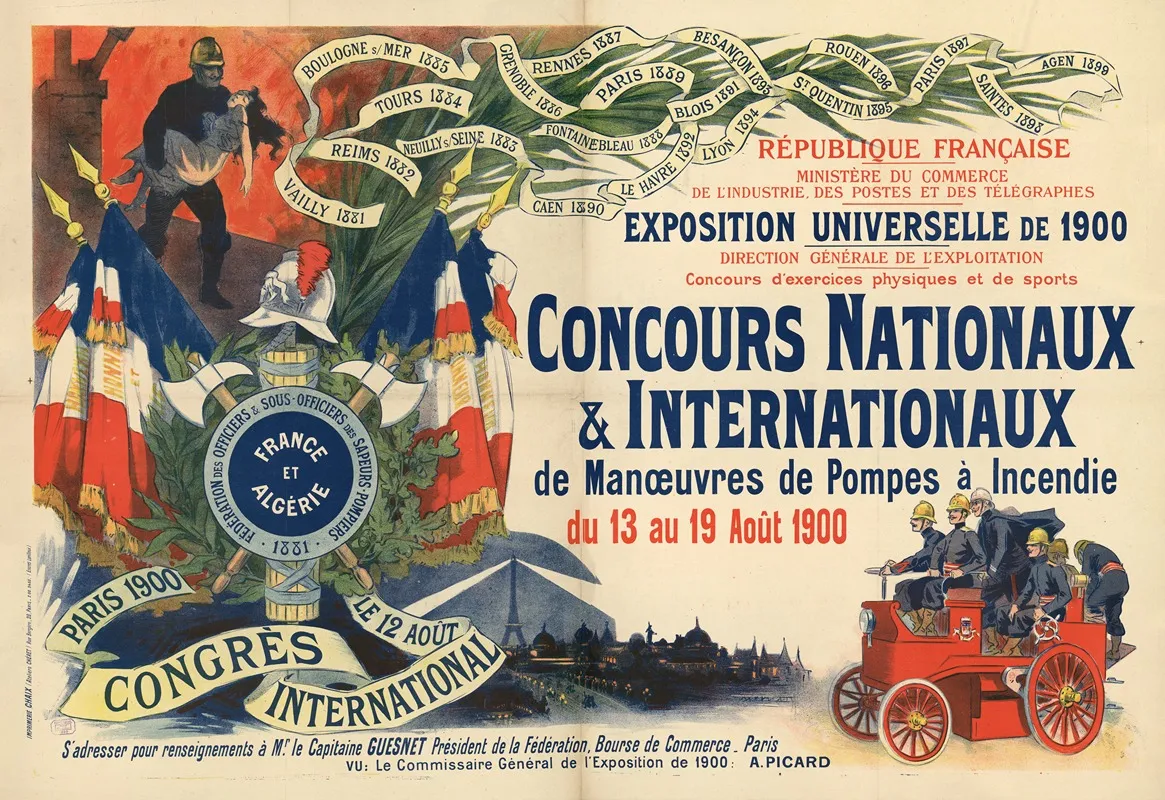 Republique Francaise Exposition Universelle De 1900 Concours Nationaux Et Internationaux Wall Art by Imp. Chaix - High-Resolution Digital Print