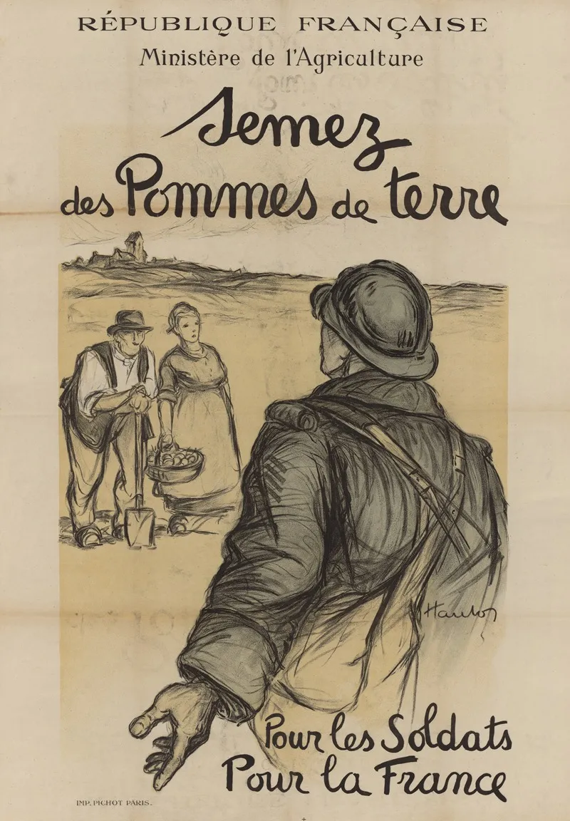 Republique Francaise Ministere De Lagriculture Semez Des Pommes De Terre Pour Les Wall Art by Georges Hautot - High-Resolution Digital Print