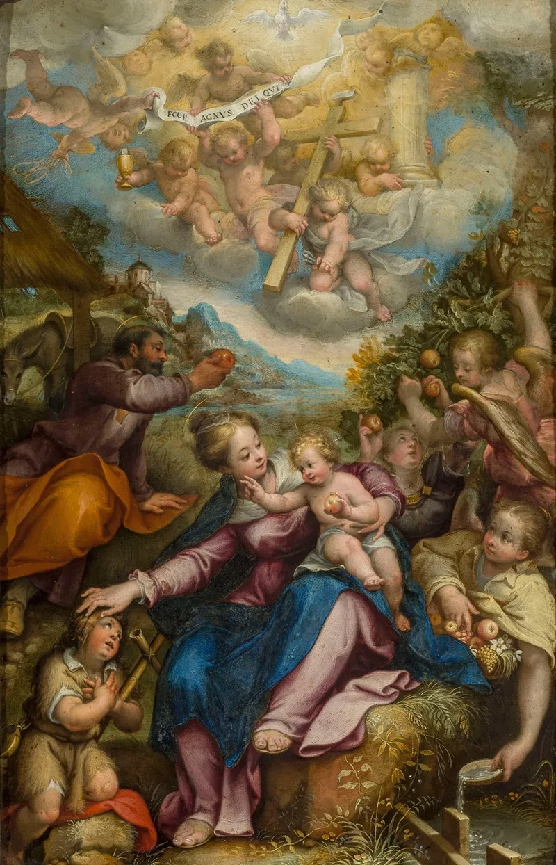 Rest During The Flight To Egypt Wall Art by Denys Calvaert - High-Resolution Digital Print