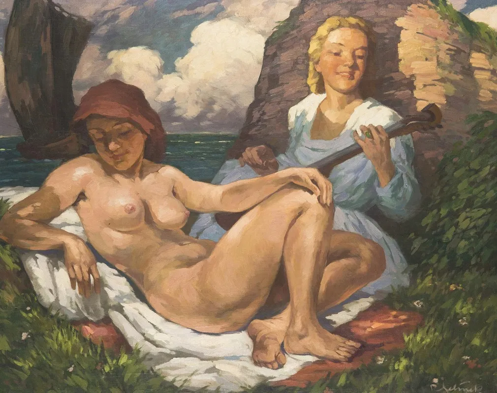 Resting By The Seaside Wall Art by Rudolf Jelinek - High-Resolution Digital Print