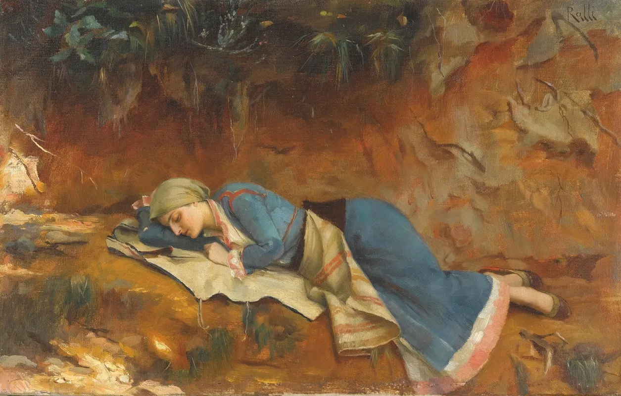 Resting Greek Girl Wall Art by Theodoros Ralli - High-Resolution Digital Print