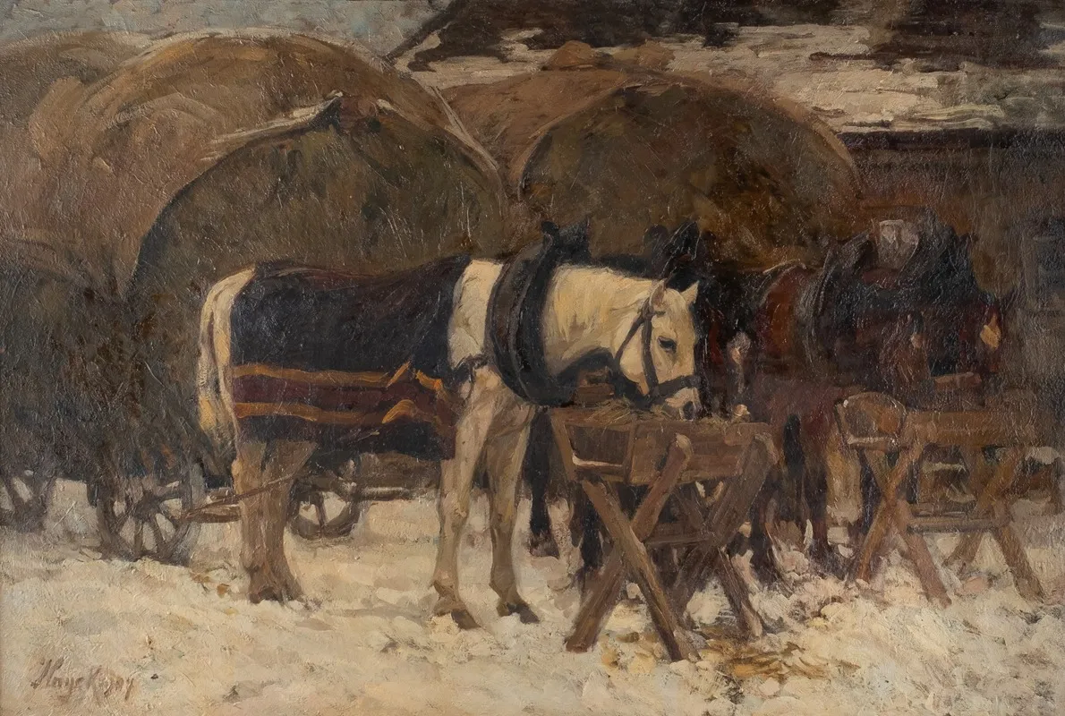 Resting Horses Wall Art by Hans von Hayek - High-Resolution Digital Print