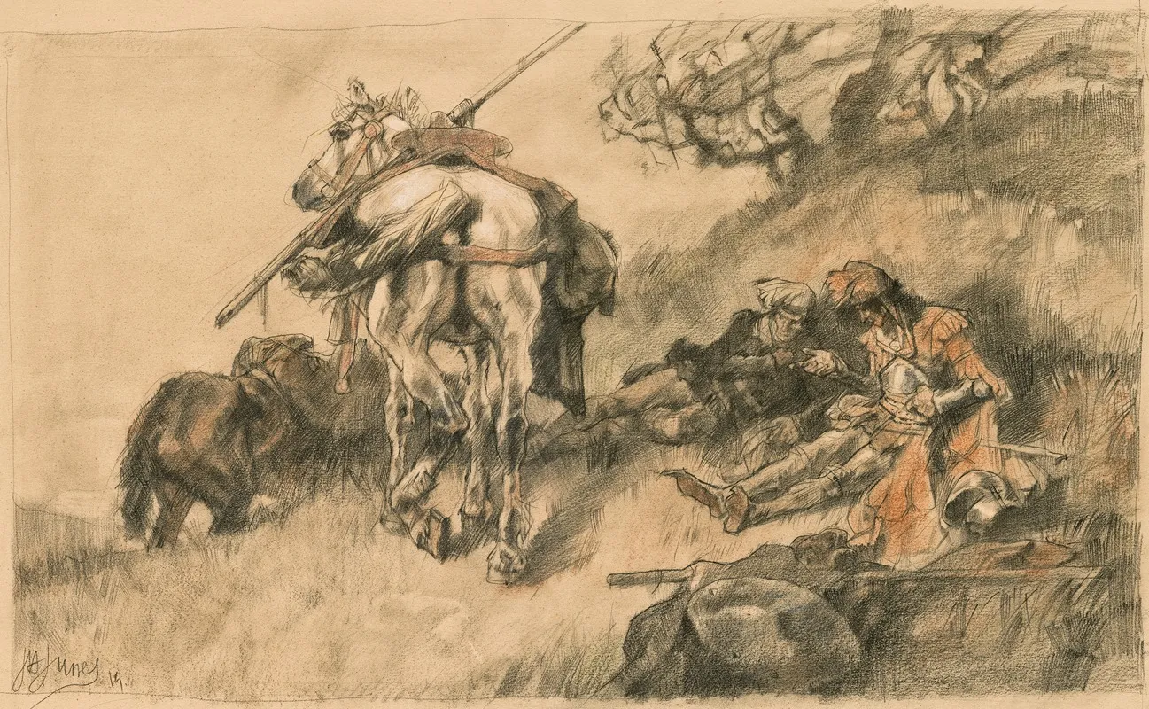 Resting Medieval Soldiers Wall Art by Johannes Hendricus Jurres - High-Resolution Digital Print