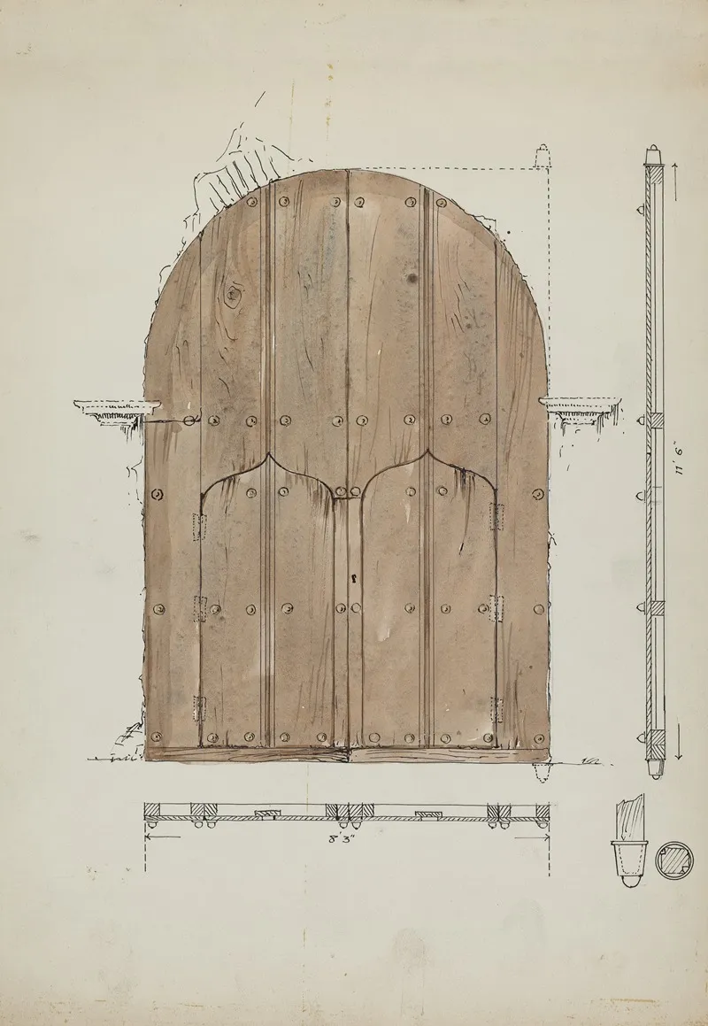 Restoration Drawing Of Original Needles Eye Doors Formerly Main Entrance Doors Of