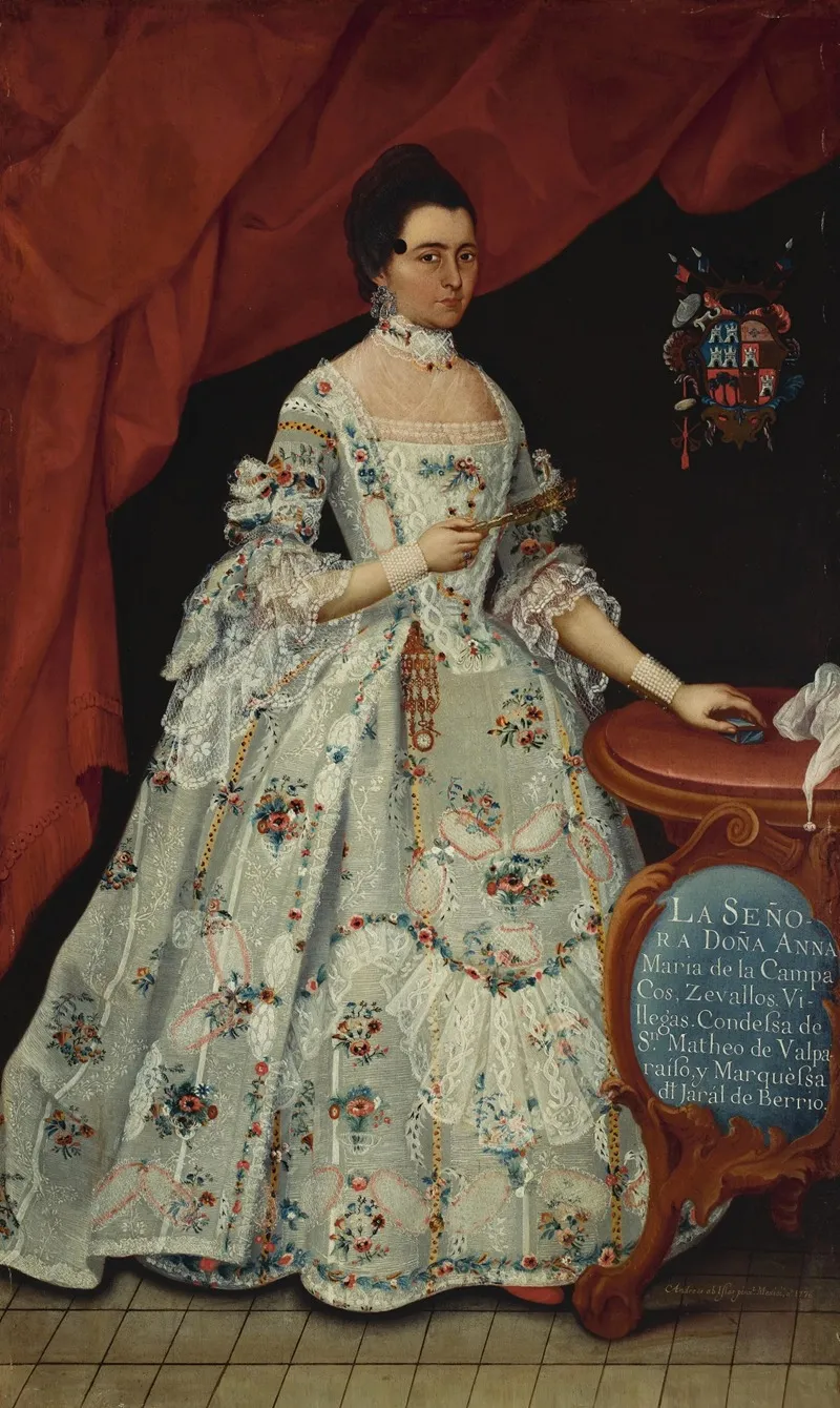 Retrato De Ana Maria De La Campa Cos Condesa De San Mateo De Valparaiso Y Marquesa De Jaral De Berrio Wall Art by Andrés de Islas - High-Resolution Digital Print