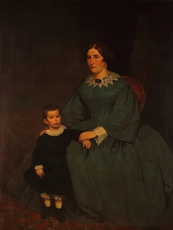 Retrato De Cecilia R De Peralta Ramos Y Su Hijo