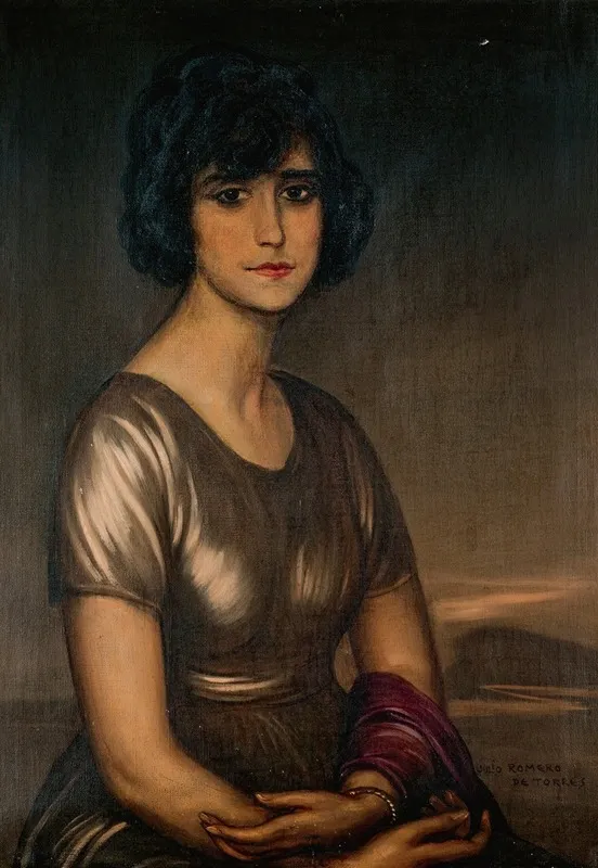 Retrato De Dama Joven Portrait Of A Young Lady Wall Art by Julio Romero De Torres - High-Resolution Digital Print