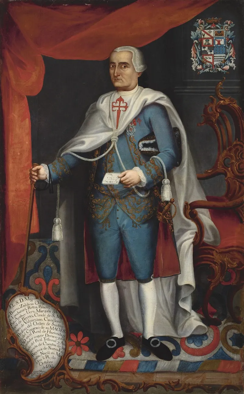 Retrato Del Marques Del Jaral De Berrio Conde De San Mateo De Valparaiso Wall Art by Joseph Mariano Farfán de los Godos y Miranda - High-Resolution Digital Print