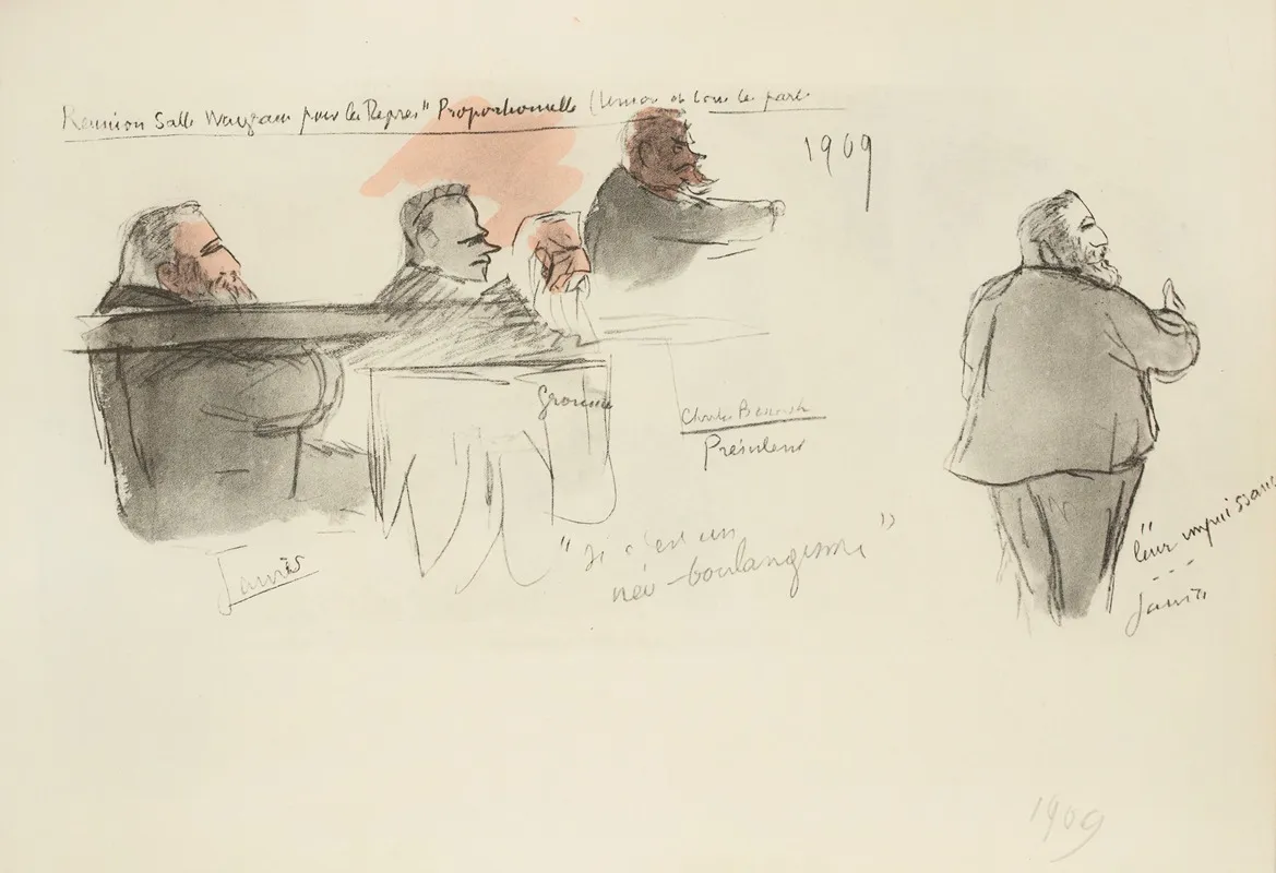 Reunion Salle Wagram Pour La Representation Proportionnelle 1909 2 Wall Art by Paul Goute - High-Resolution Digital Print