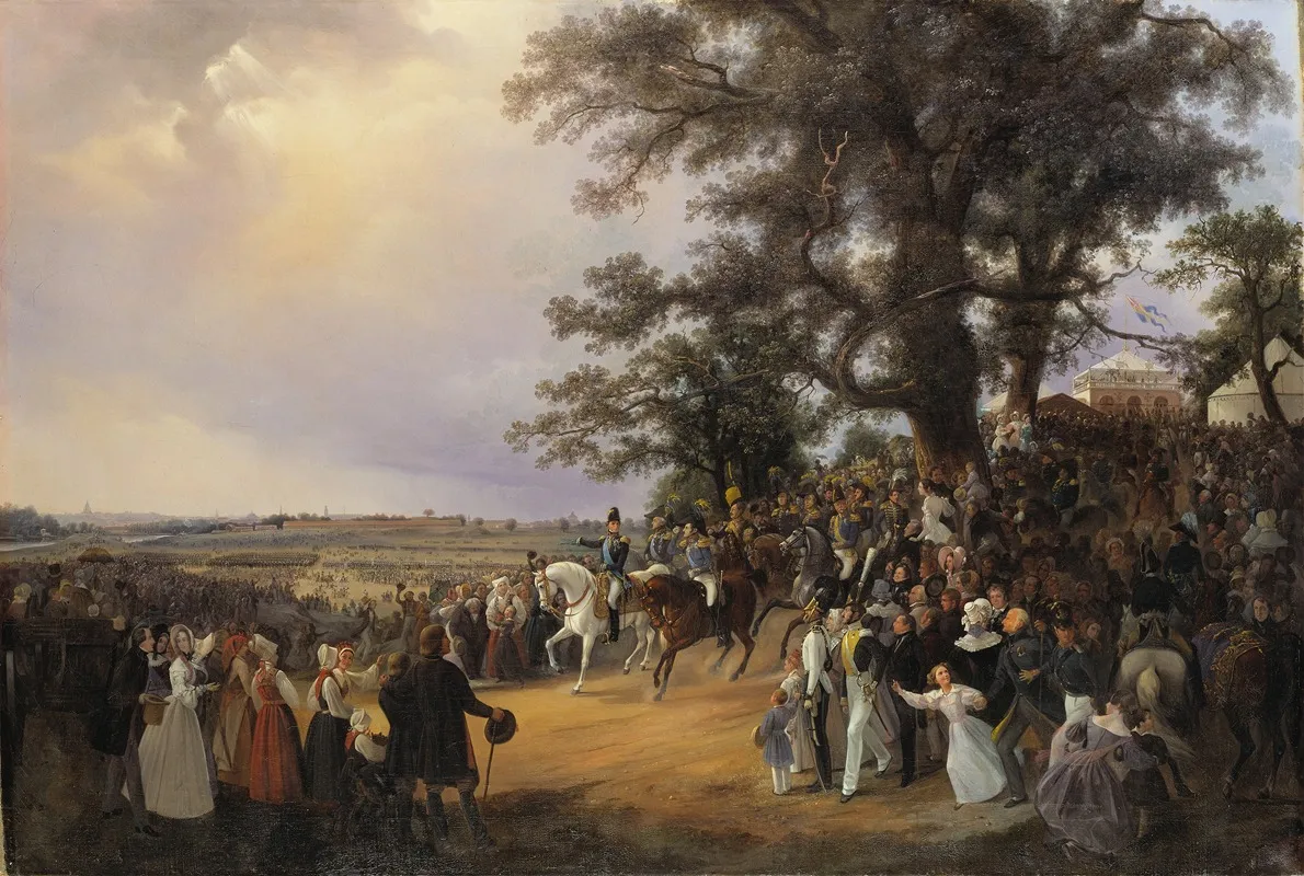 Review In Ladugardsgarde Fields During Czar Nicolaus Visit In 1838 Wall Art by Carl Stefan Bennet - High-Resolution Digital Print