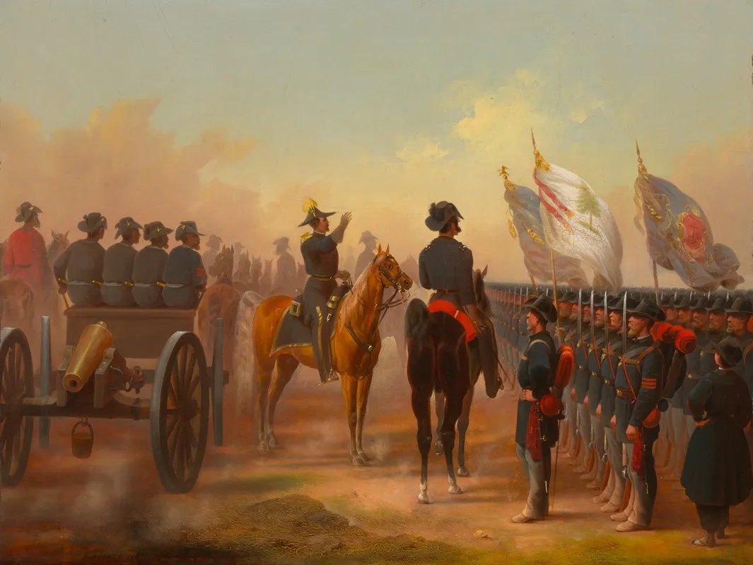 Review Of Rhode Island And Maine Troops Wall Art by James Walker - High-Resolution Digital Print