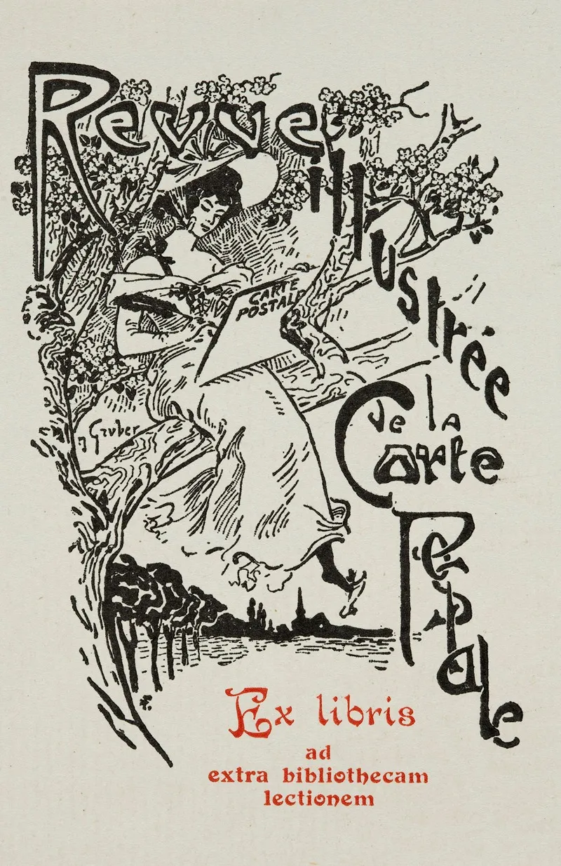 Revue Illustree De La Carte Postale Ex Libris Ad Extra Bibliothecam Lectionem Wall Art by Jacques Gruber - High-Resolution Digital Print