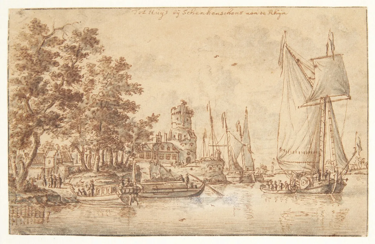 Rhine Landscape With Castle And Ships