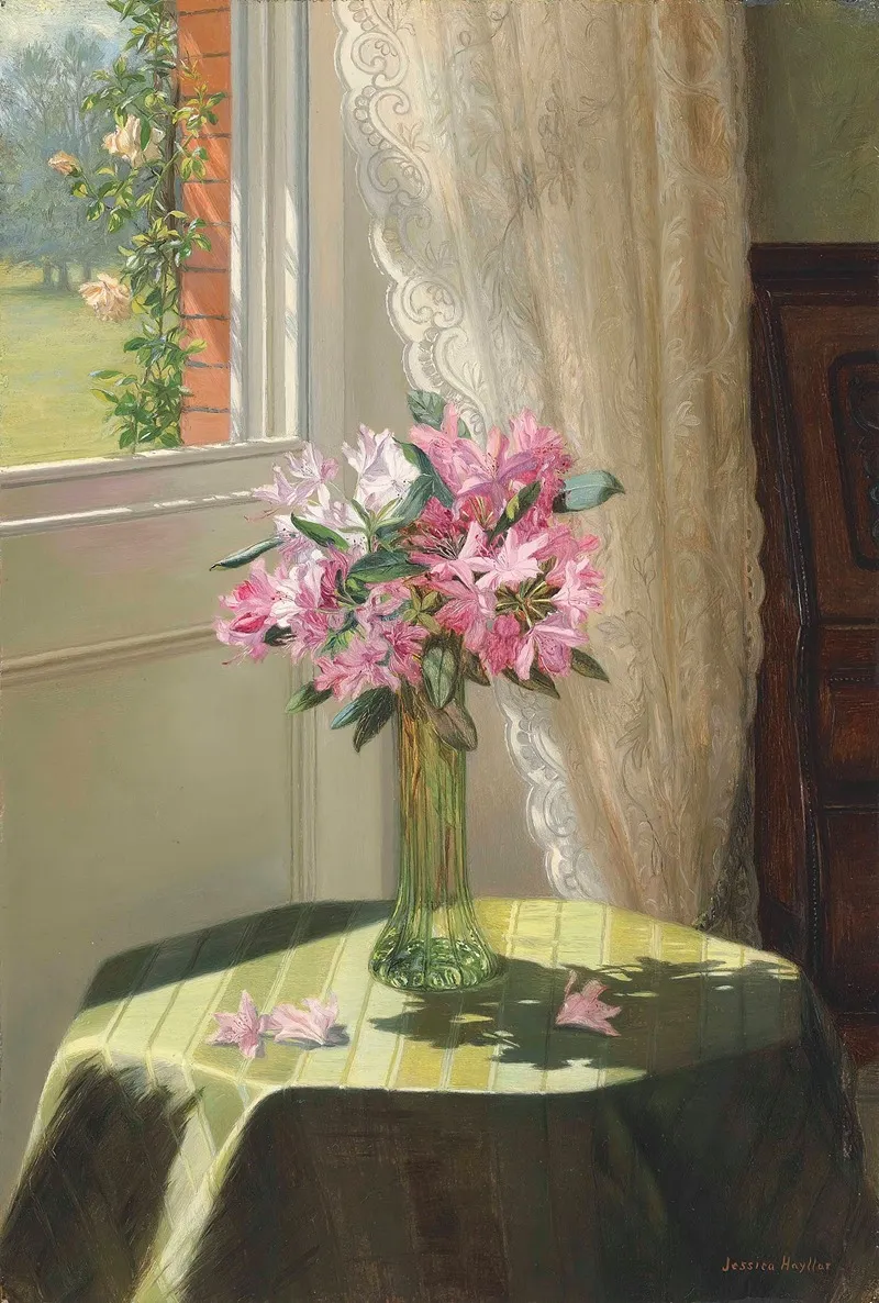 Rhododendrons By A Window Wall Art by Jessica Hayllar - High-Resolution Digital Print