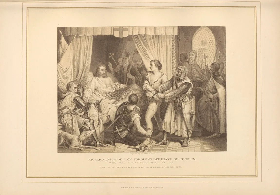 Richard Coeur De Lion Forgiving Bertrand De Gurdun John Cross Wall Art by Thomas Archer - High-Resolution Digital Print