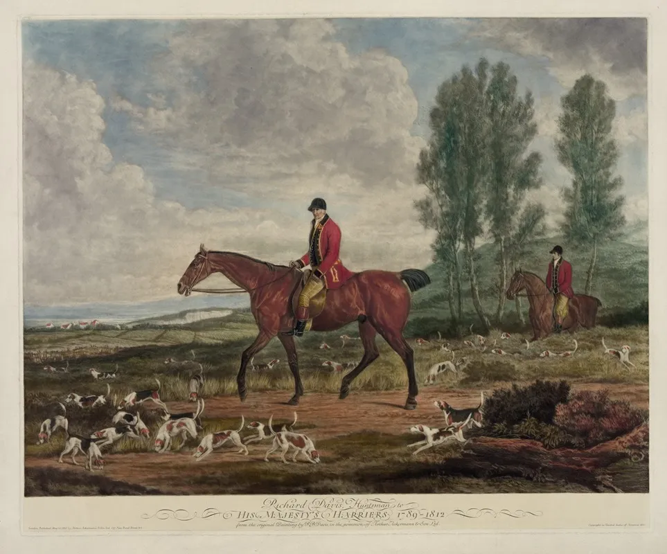 Richard Davis Huntsman To His Majestys Harriers 1789 1812 Wall Art by Richard Barrett Davis - High-Resolution Digital Print