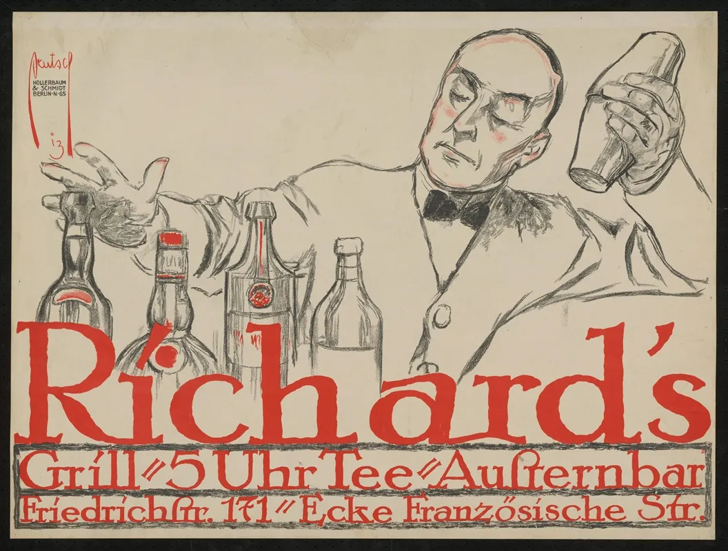 Richards Grill Barkeeper Wall Art by Ernst Deutsch - High-Resolution Digital Print