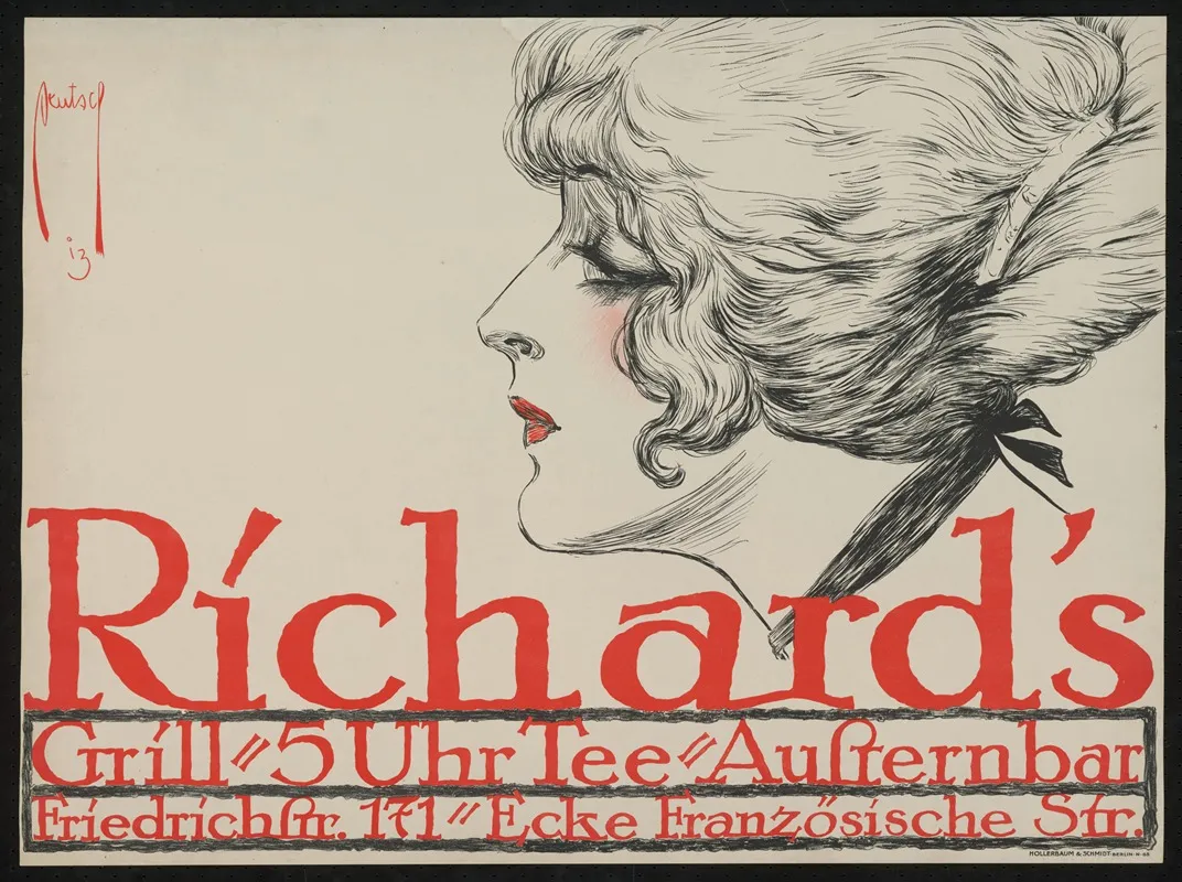 Richards Grill Frauenkopf Im Profil Wall Art by Ernst Deutsch - High-Resolution Digital Print