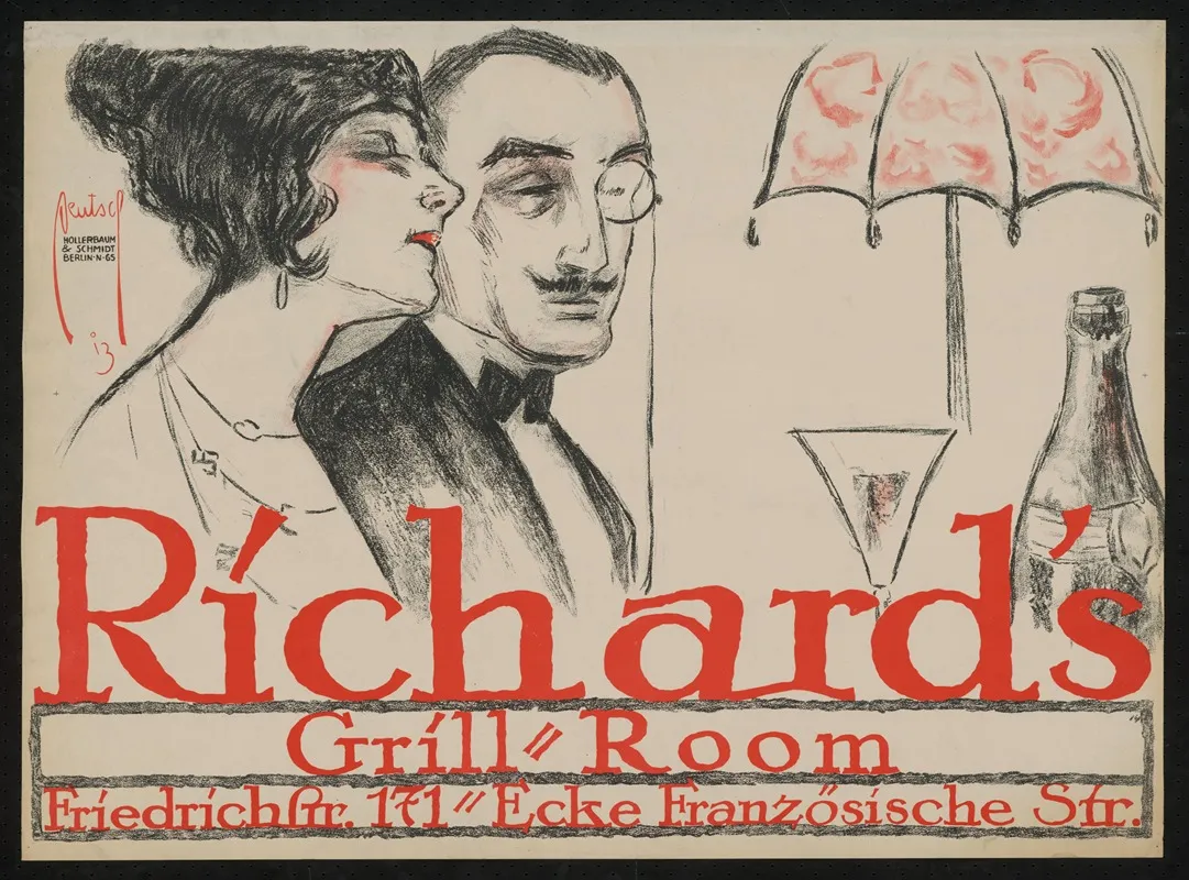 Richards Grill Paar Am Tisch Wall Art by Ernst Deutsch - High-Resolution Digital Print