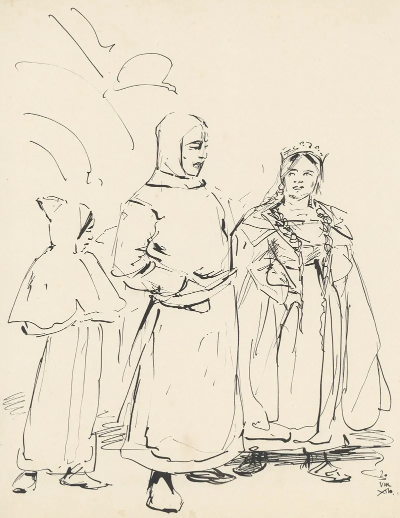 Ridderfiguur Met Gekroonde Vrouw