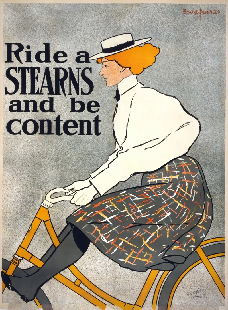 Ride A Stearns Be Content Wall Art by Edward Penfield - High-Resolution Digital Print