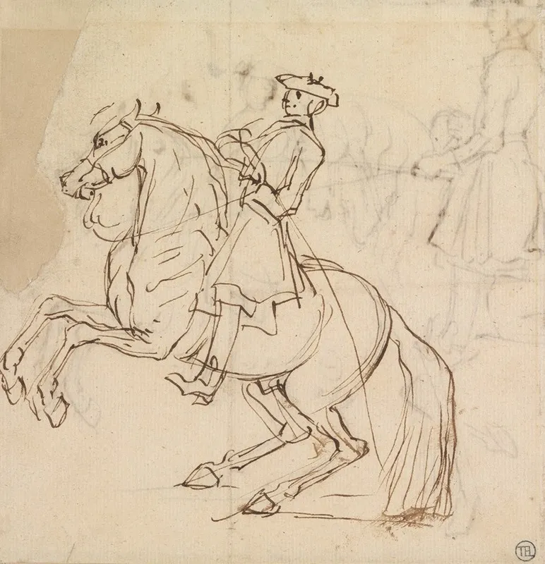Rider On A Horse Rearing To Left