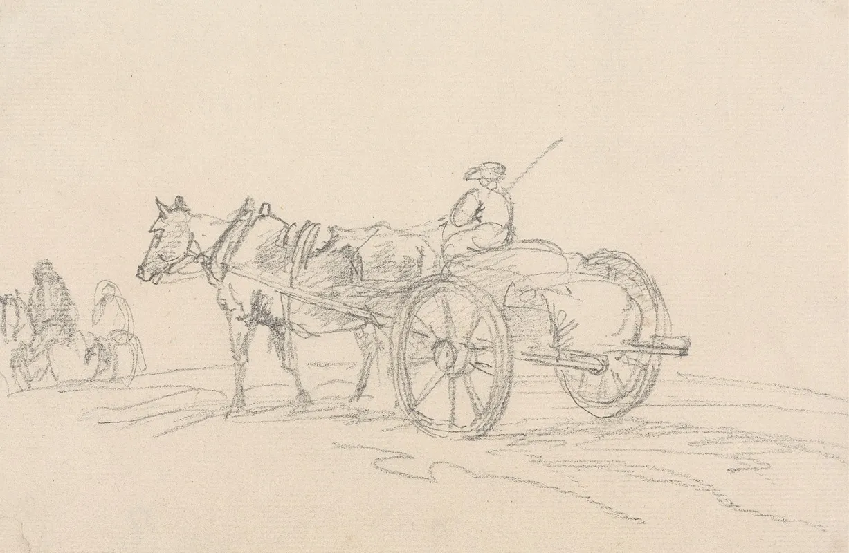 Riders And A Two Wheeled Cart With Driver