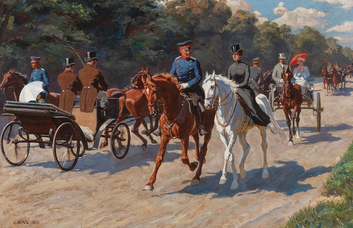 Riding Out And Driving On The Promenade Wall Art by Oskar Merté - High-Resolution Digital Print