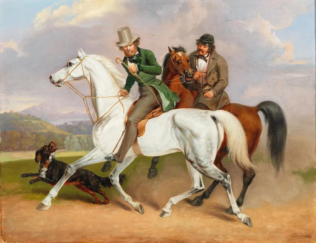 Riding Out With Dog Wall Art by Josef Ziegler - High-Resolution Digital Print