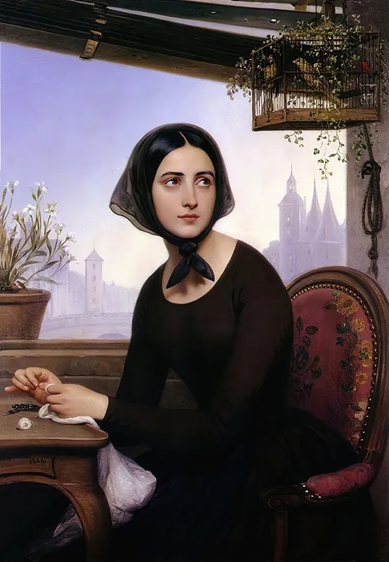 Rigolette Seeks To Distract Herself During The Absence Of Germain Wall Art by Joseph-Désiré Court - High-Resolution Digital Print