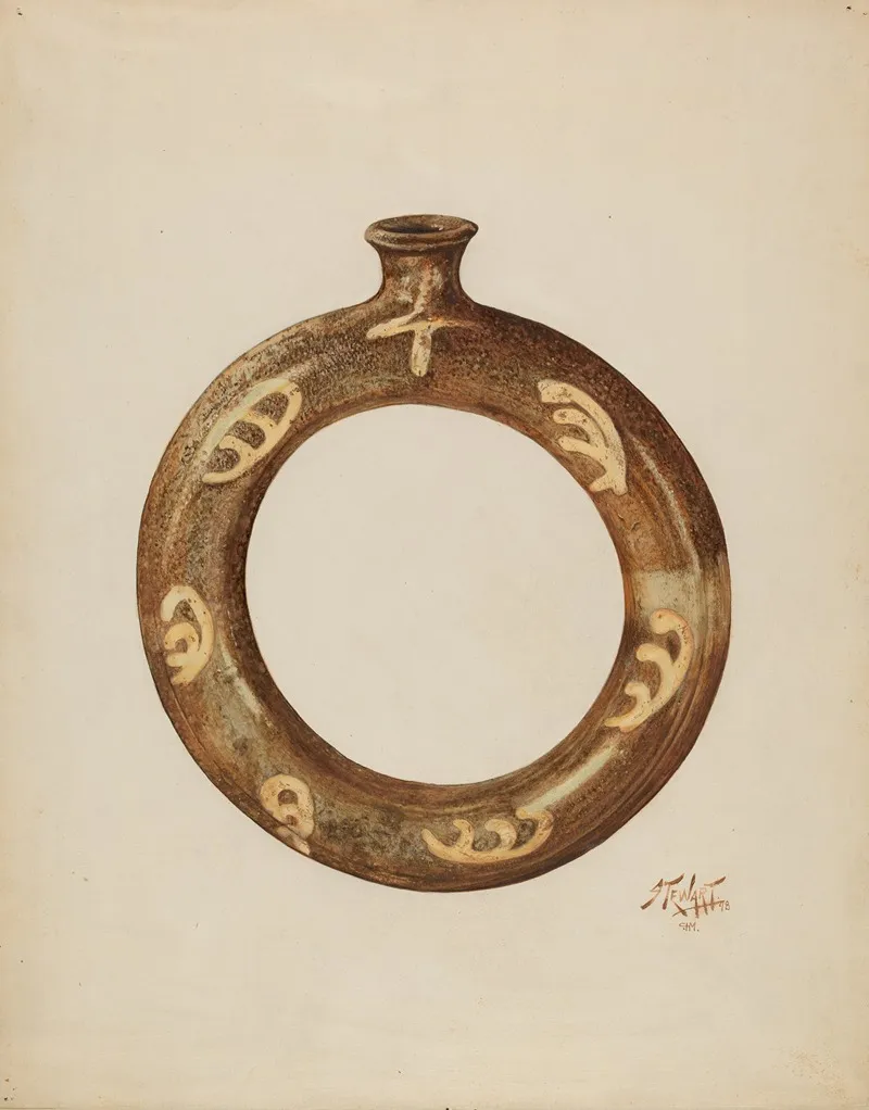 Ring Shaped Pottery Bottle