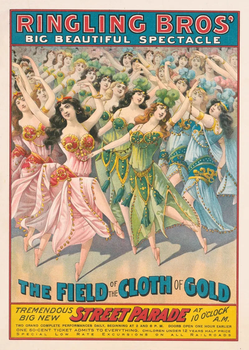 Ringling Bros Big Beautiful Spectacle The Field Of The Cloth Of Gold Tremendous Big New Street Parade Wall Art by Courier Litho. Co. - High-Resolution Digital Print