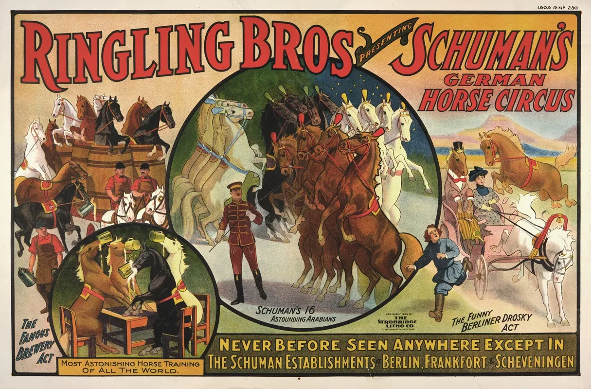 Ringling Bros Presenting Schumans German Horse Circus Poster