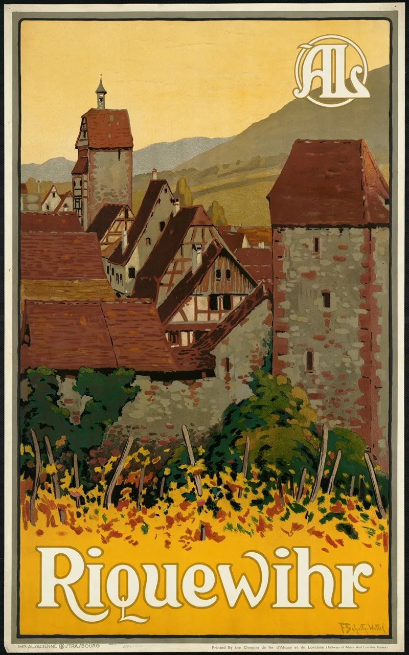 Riquewihr Wall Art by F Schultz-Wettel - High-Resolution Digital Print
