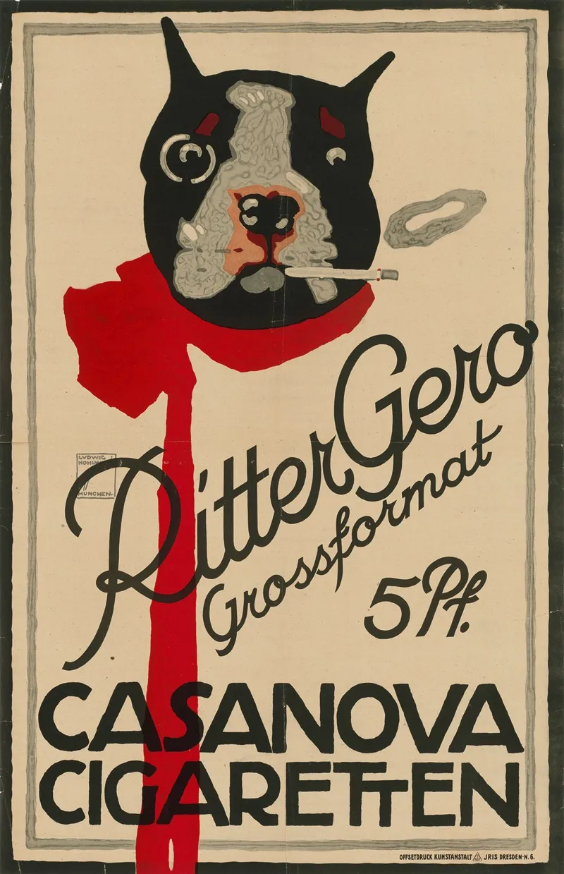 Ritter Gero Grossformat Casanova Cigaretten Wall Art by Ludwig Hohlwein - High-Resolution Digital Print