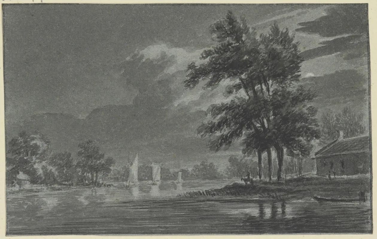 River Landscape In The Moonlight