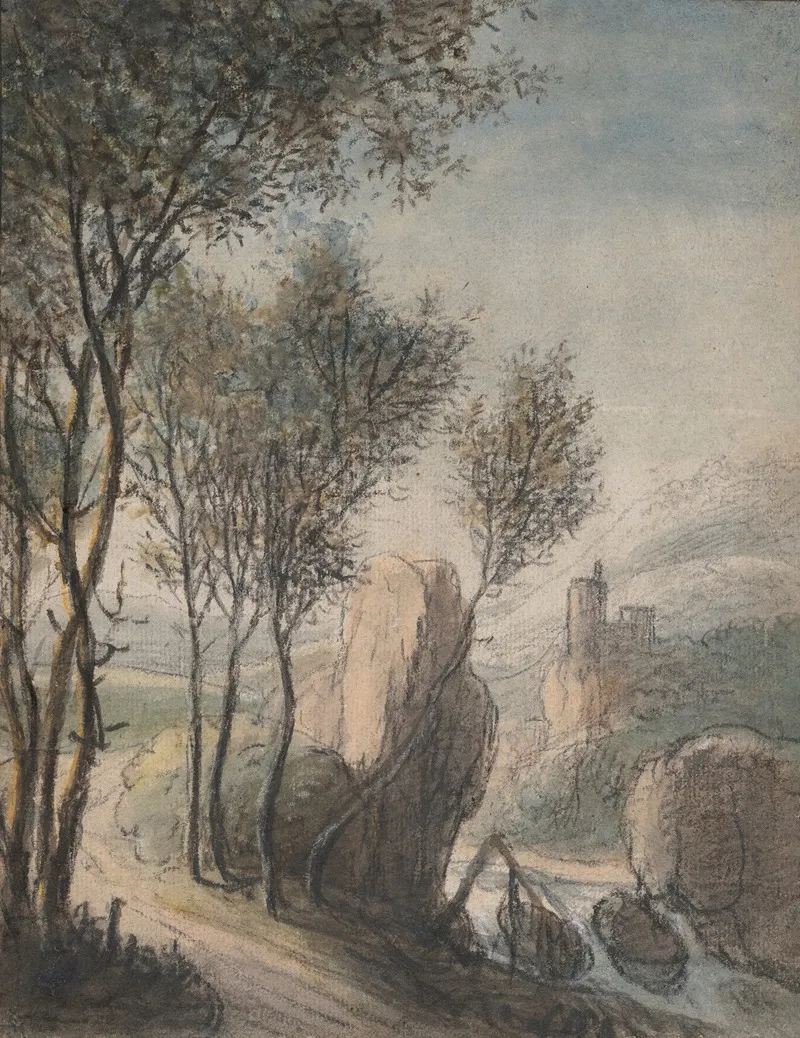 River Landscape With A Castle In The Distance