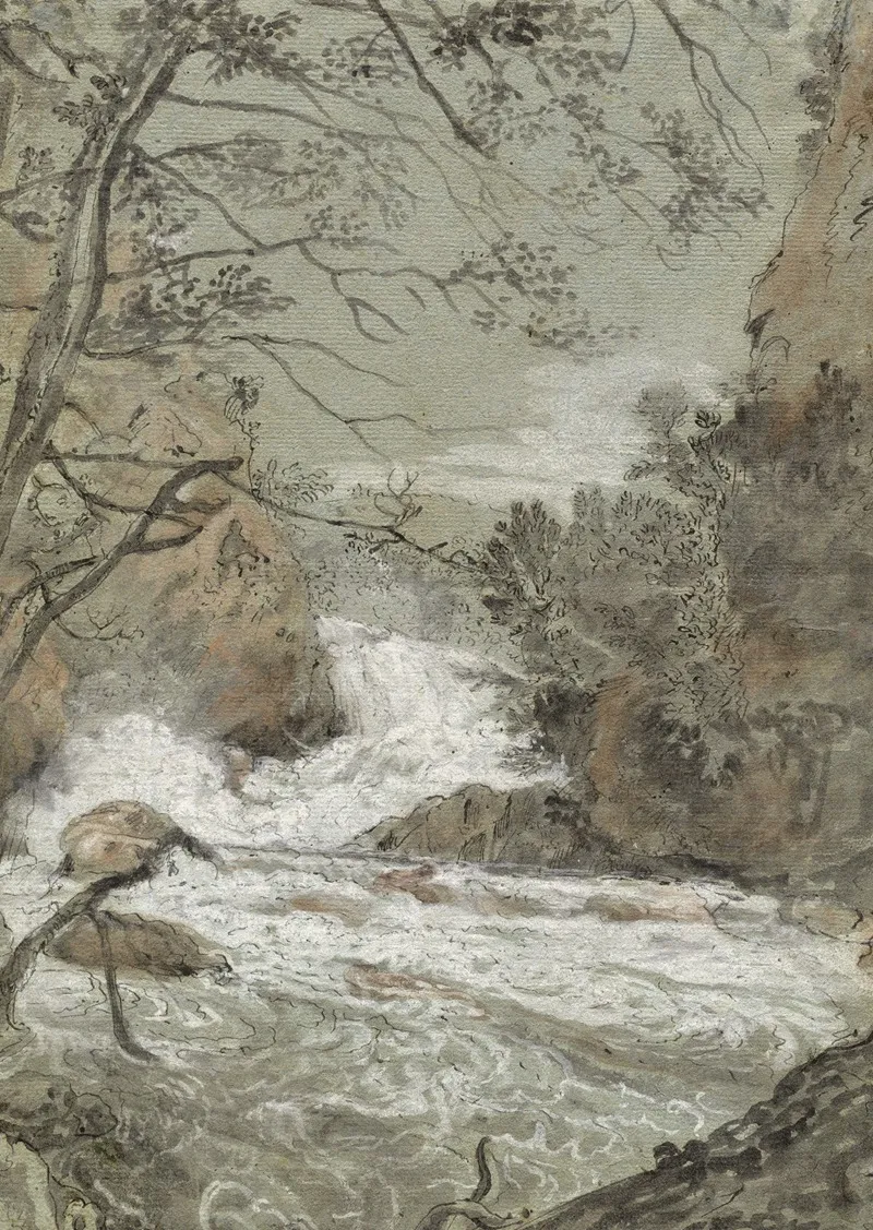River Landscape With A Waterfall Recto