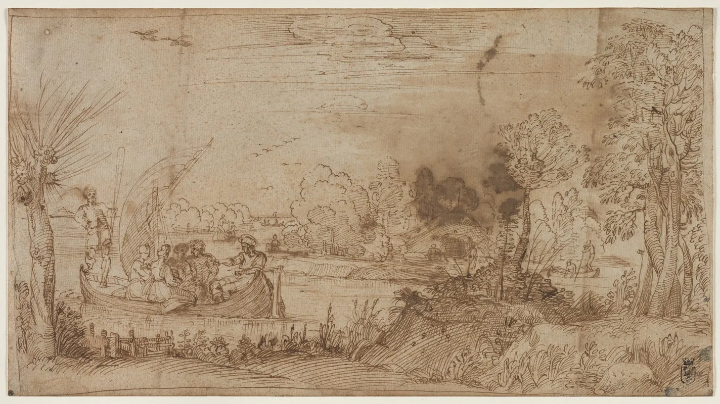 River Landscape With Boats 2