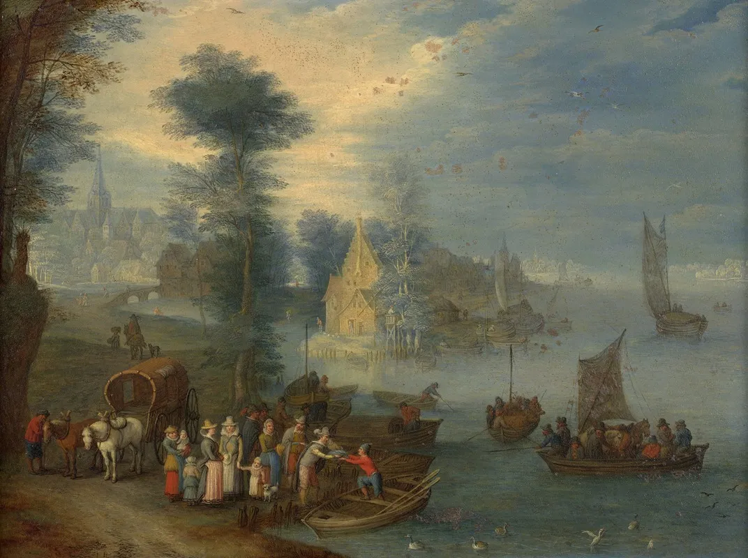 River Landscape With Figures 6 Wall Art by Joseph van Bredael - High-Resolution Digital Print