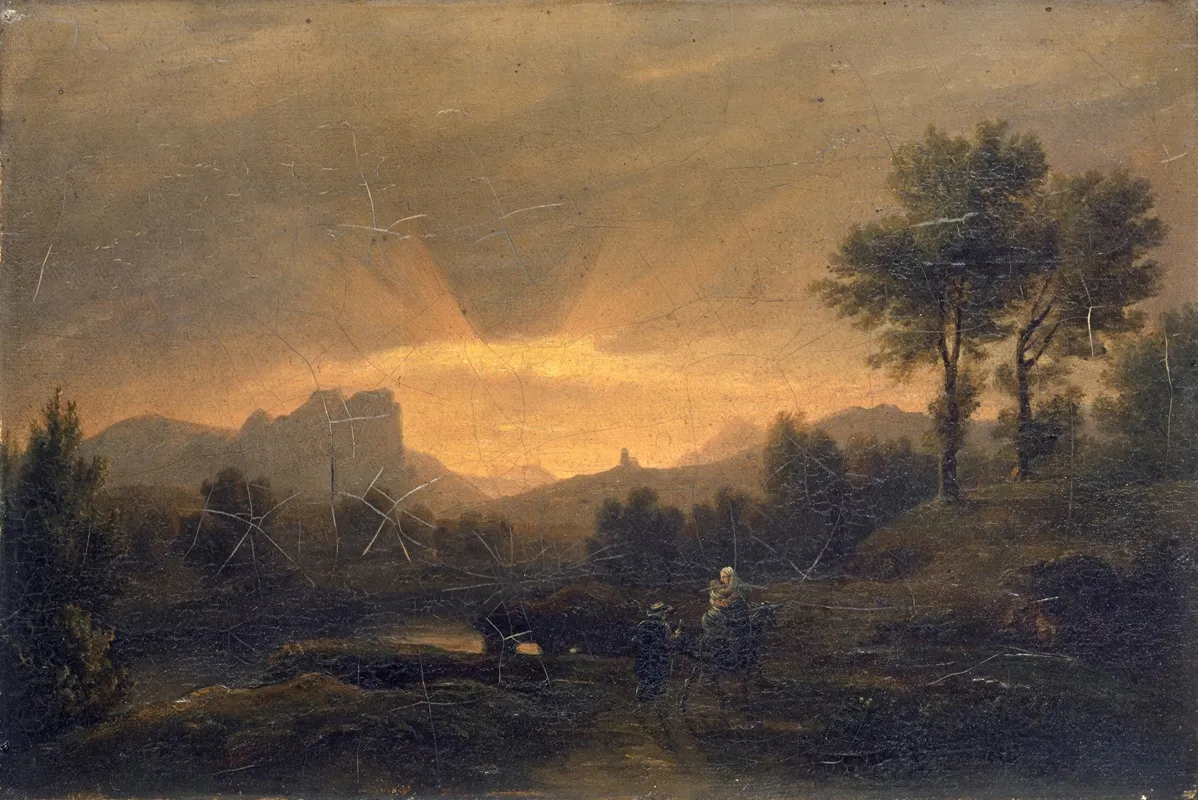 River Landscape With Flight Into Egypt Wall Art by Jakob Christoph Miville - High-Resolution Digital Print